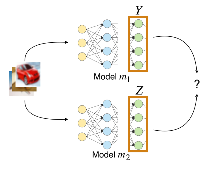 Image inputs being fed to two DNNs to generate representations